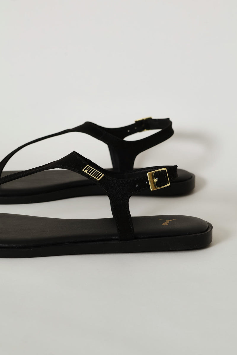 Styla Sleek Feather Zadp Sandal - Black/Gold