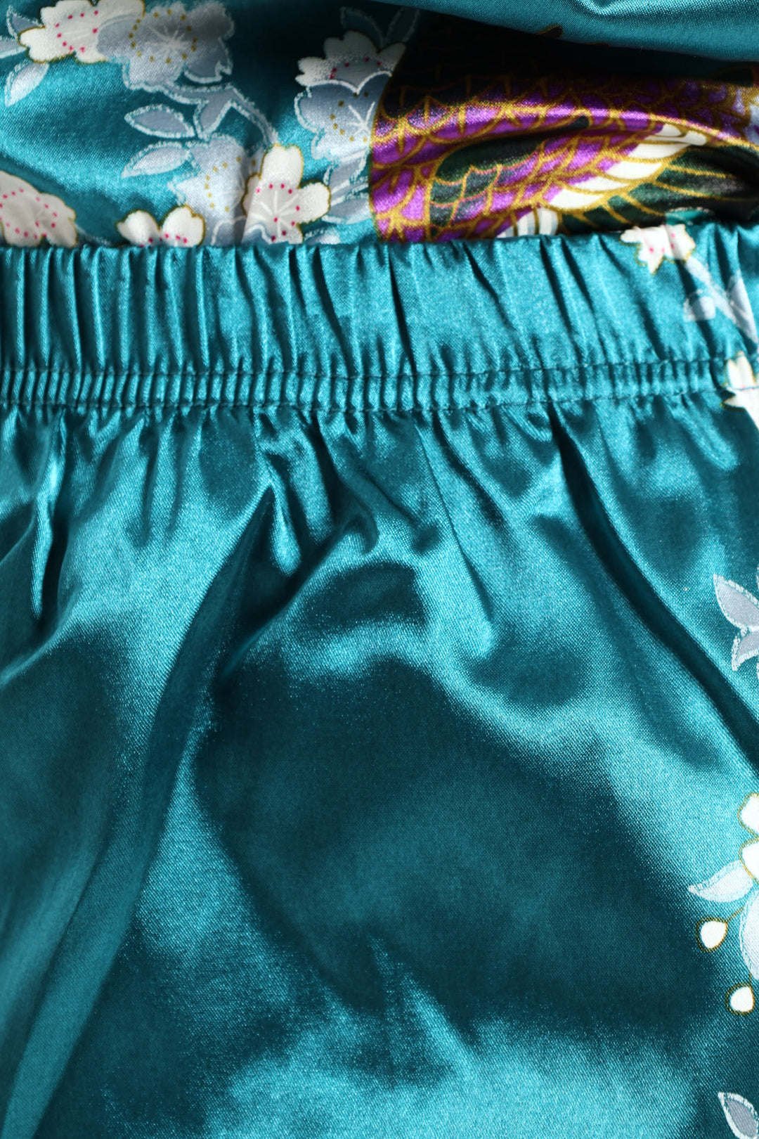 Peacock Button Through Satin Sleep Short - Emerald
