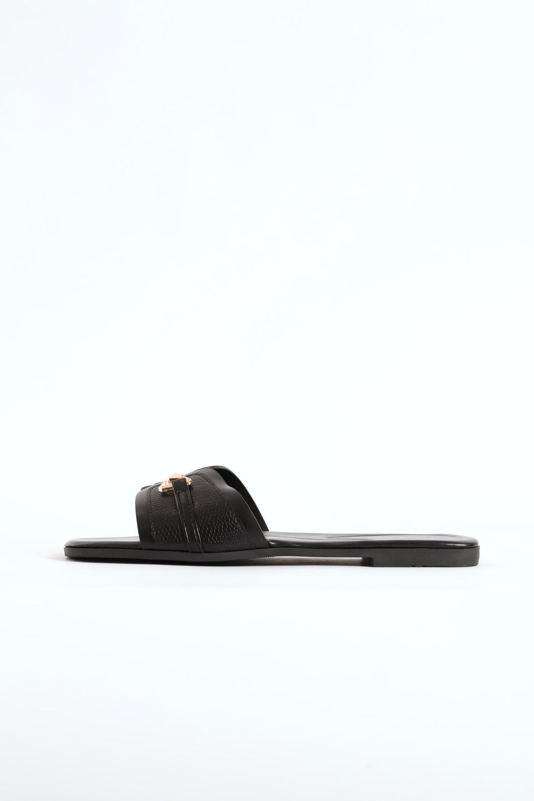 Chain Detail Single Band Sandal  - Black