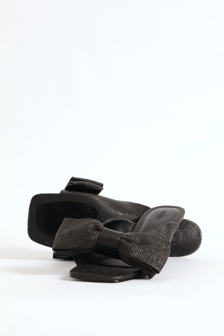 Open Toe Platform Kitten Heel - Black