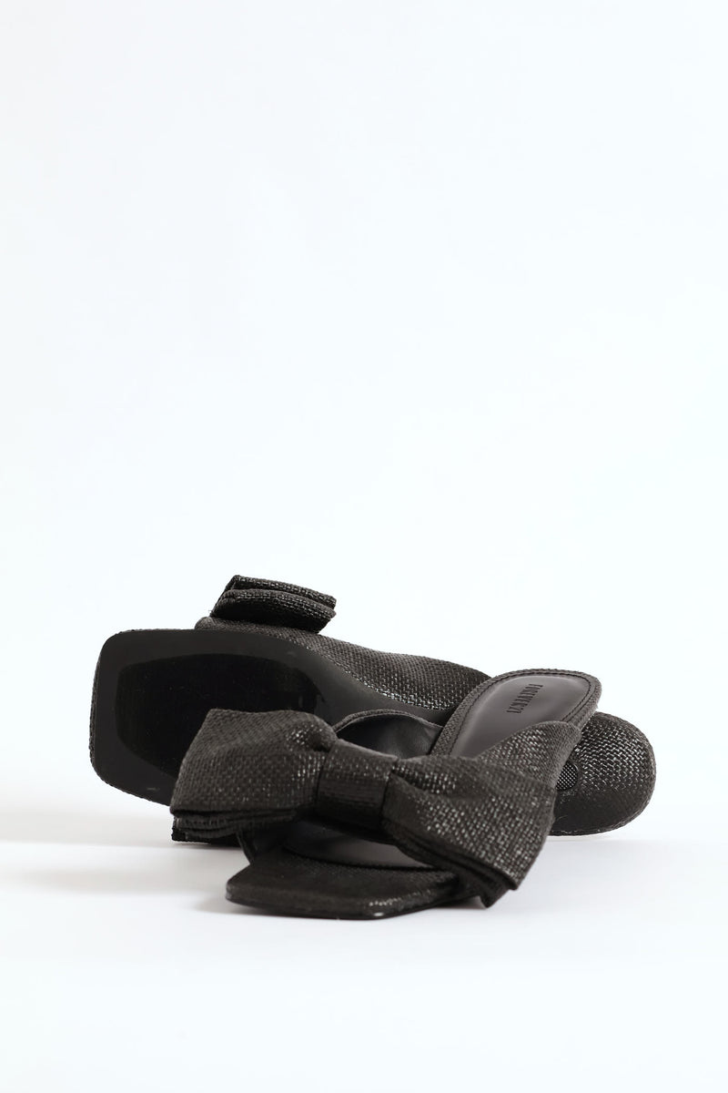 Open Toe Platform Kitten Heel - Black