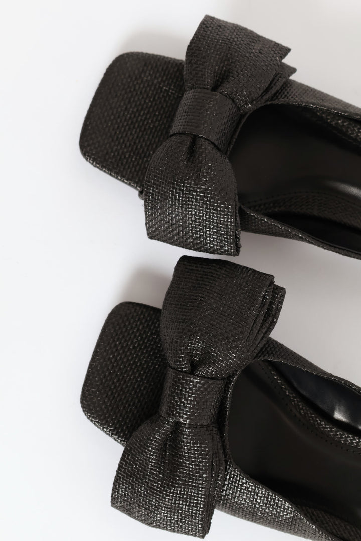 Open Toe Platform Kitten Heel - Black