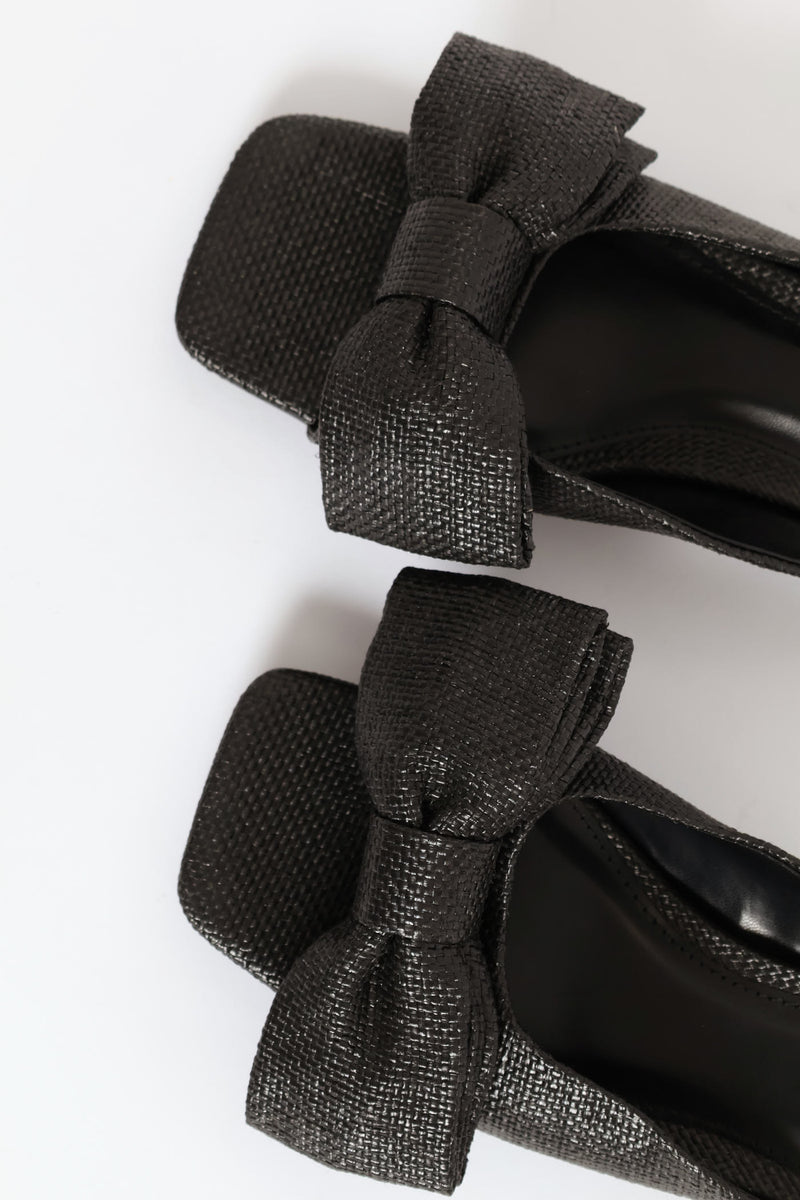 Open Toe Platform Kitten Heel - Black
