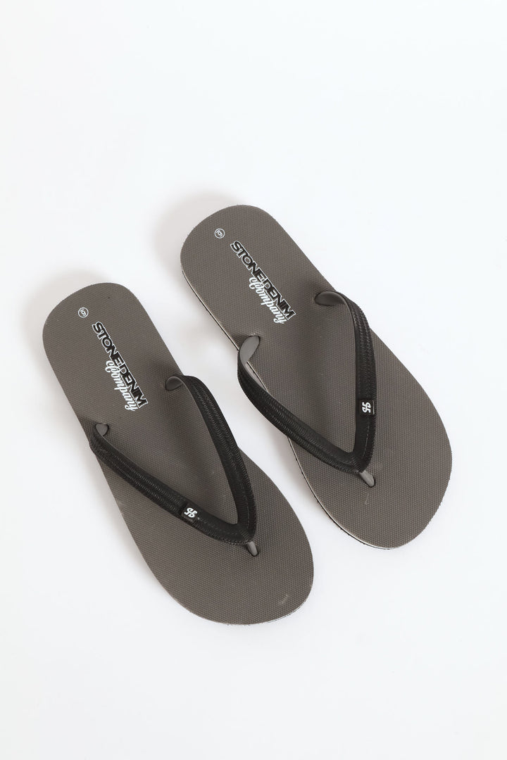 Printed Rubber Flip Flop - Grey