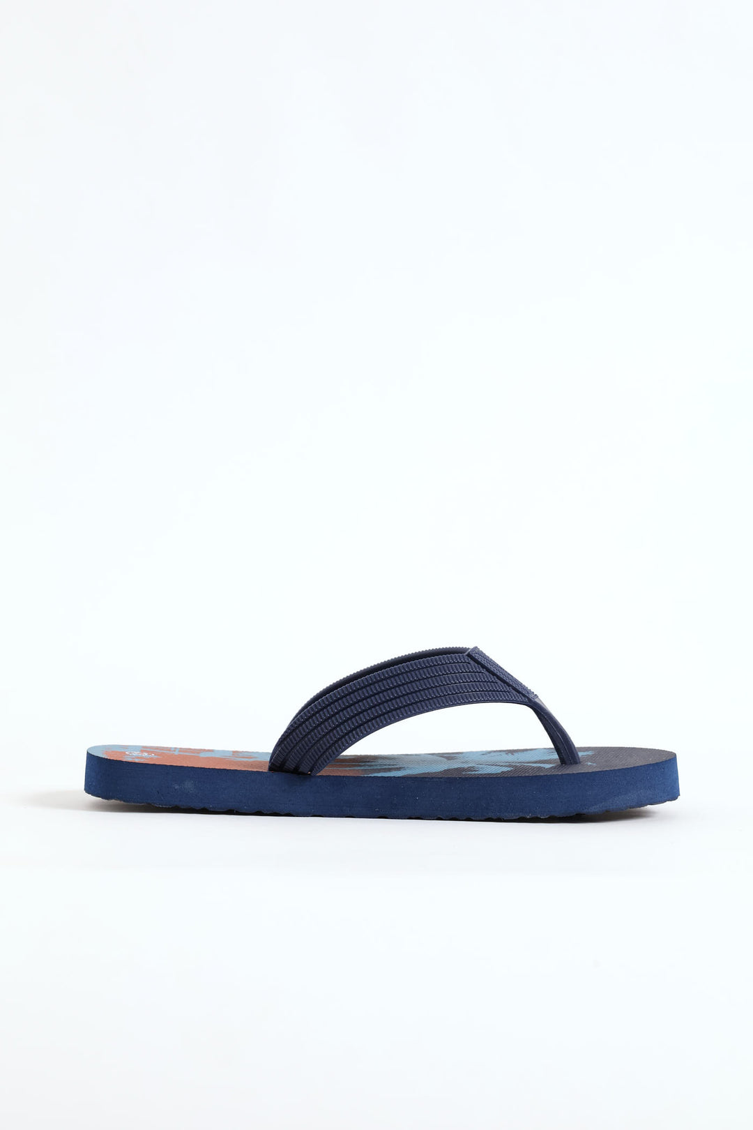 Boys Tropical Print Thong Sandal - Navy