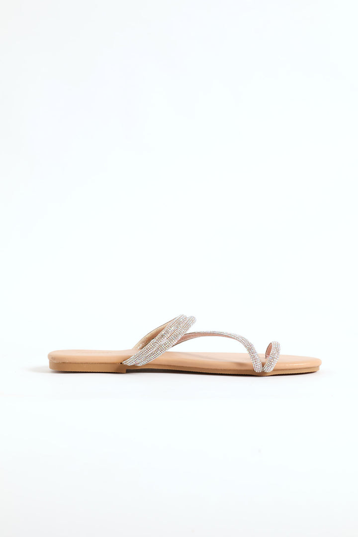 Sparkle Strap Sandal - Nude