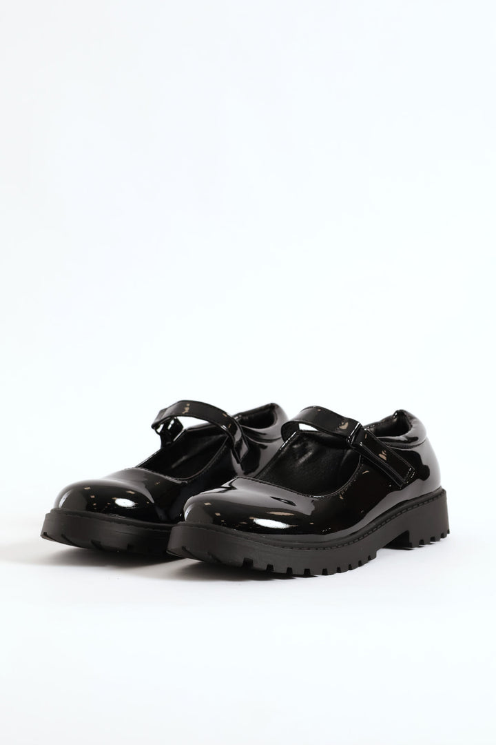Girls Patent Mary Jane Shoe - Black