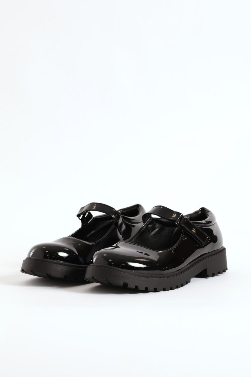 Girls Patent Mary Jane Shoe - Black