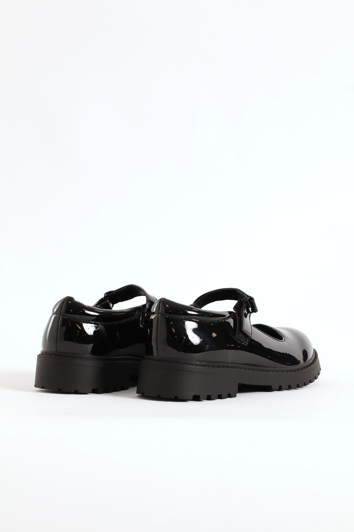 Girls Patent Mary Jane Shoe - Black