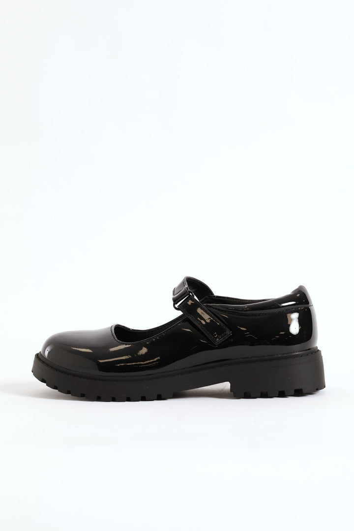 Girls Patent Mary Jane Shoe - Black
