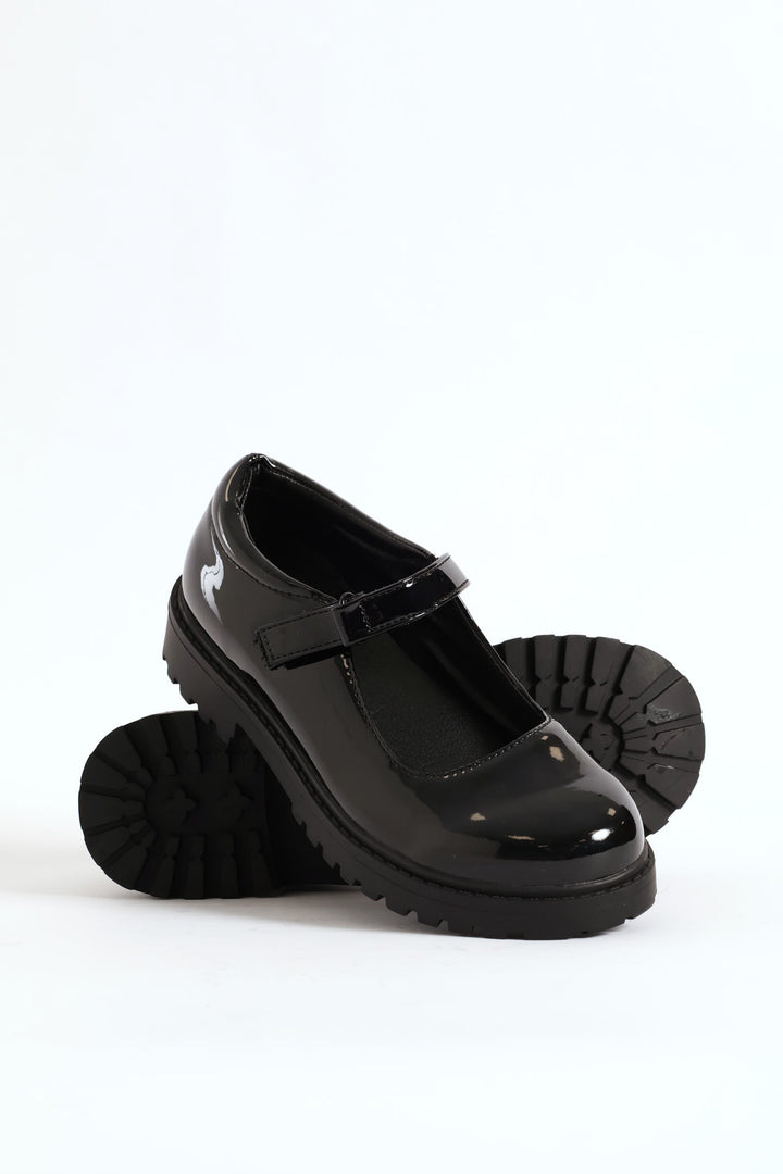 Girls Patent Mary Jane Shoe - Black