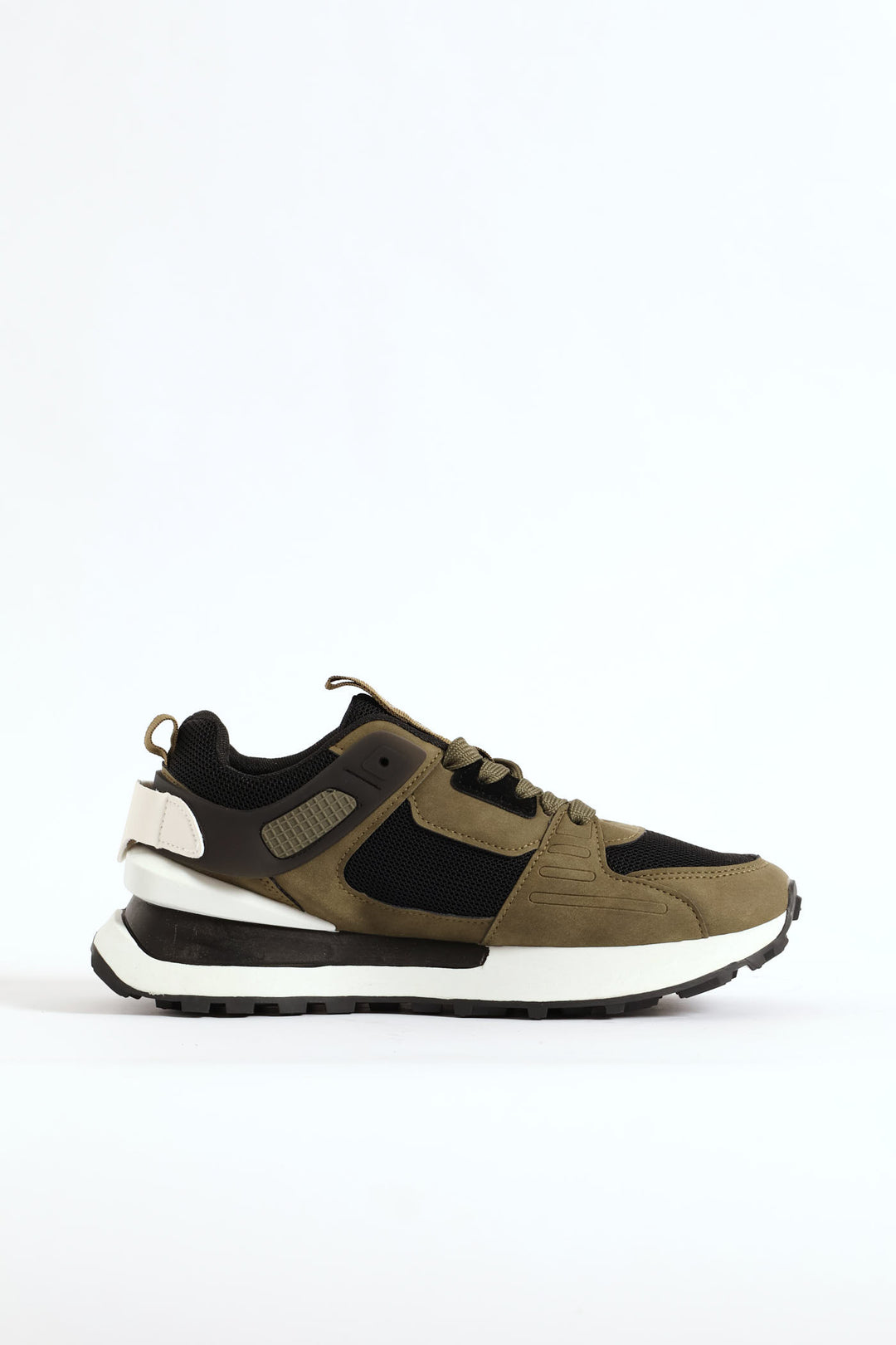 Spirex 1 Nubuck Mesh Panelled Trainer - Olive