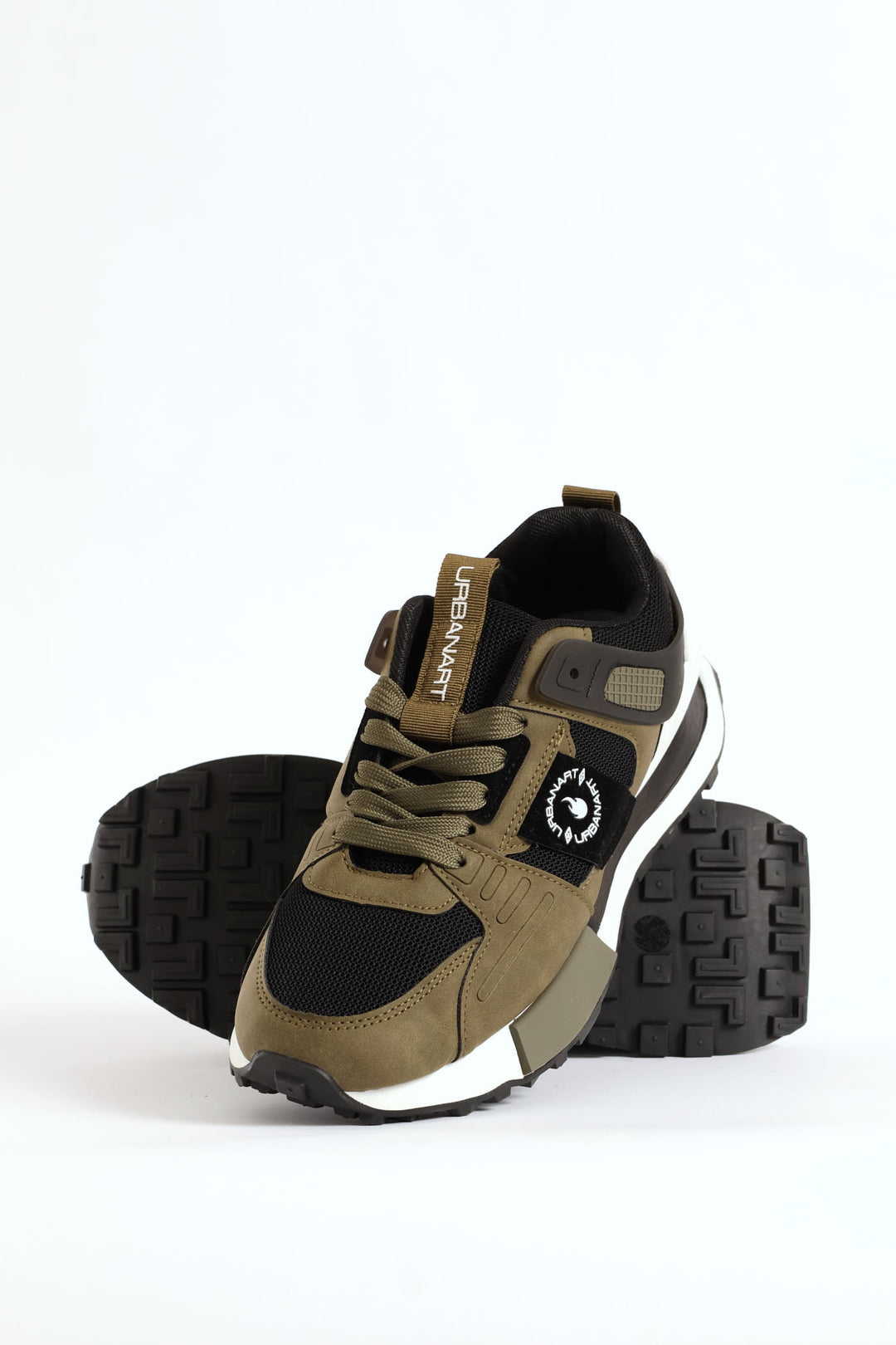 Spirex 1 Nubuck Mesh Panelled Trainer - Olive