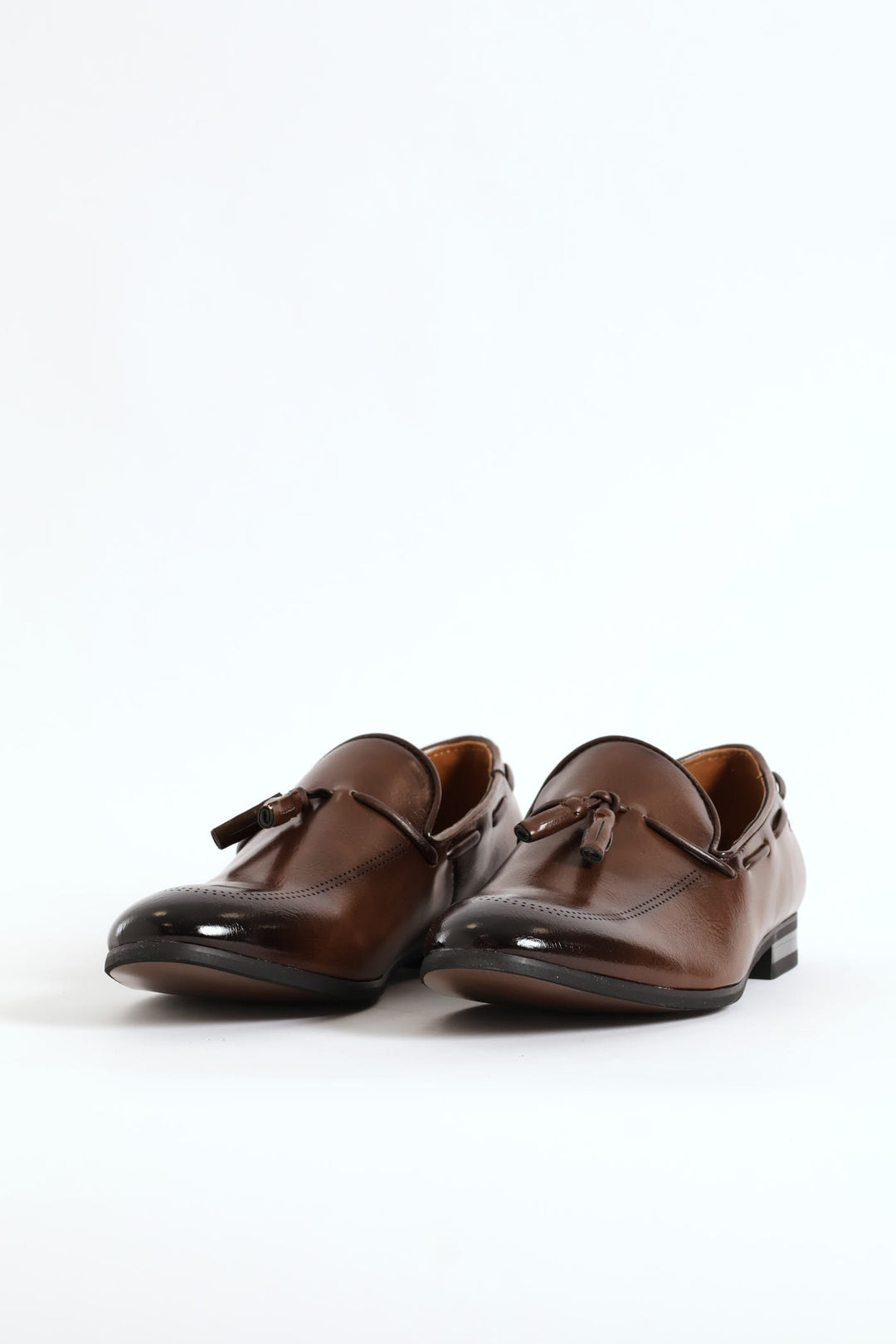 Lazer Punched Detail Tassel Loafer - Brown