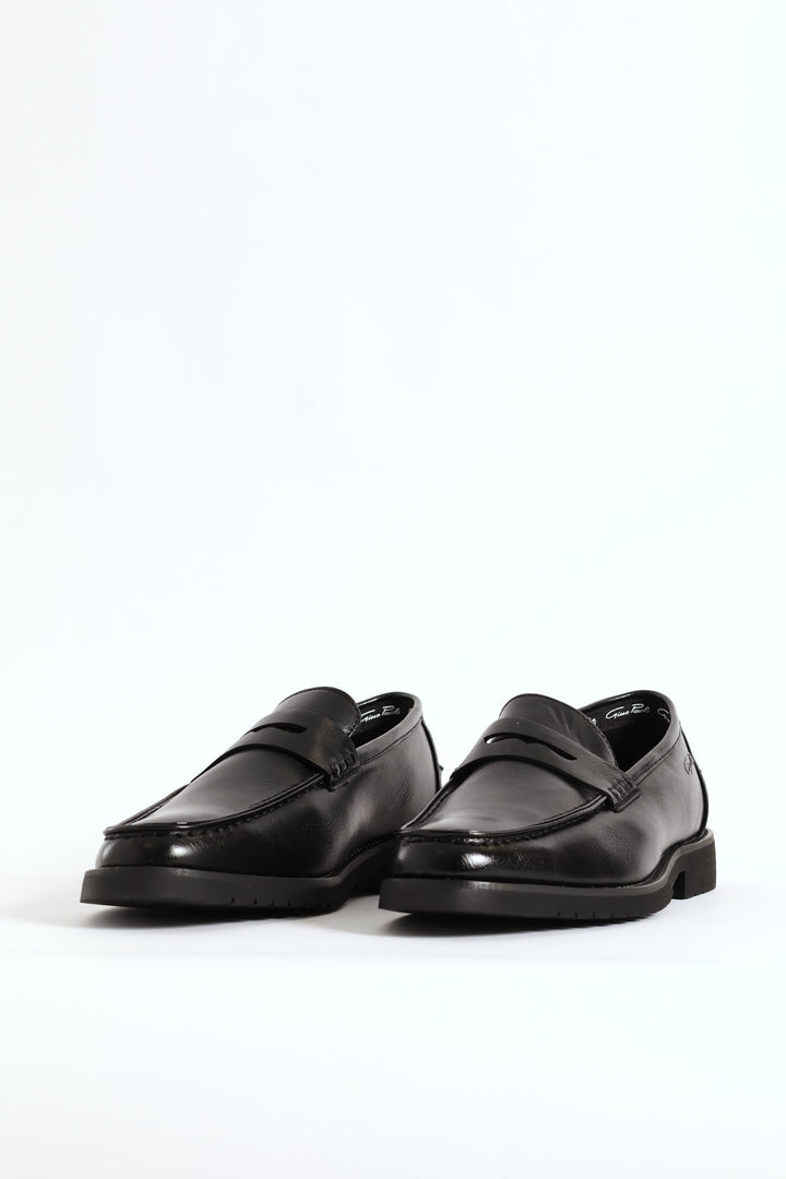 Chunky Sole Penny Moccasin Loafer - Black