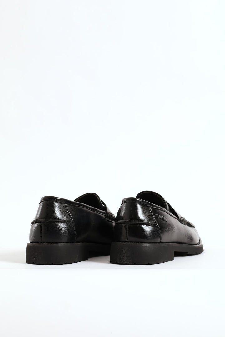 Chunky Sole Penny Moccasin Loafer - Black