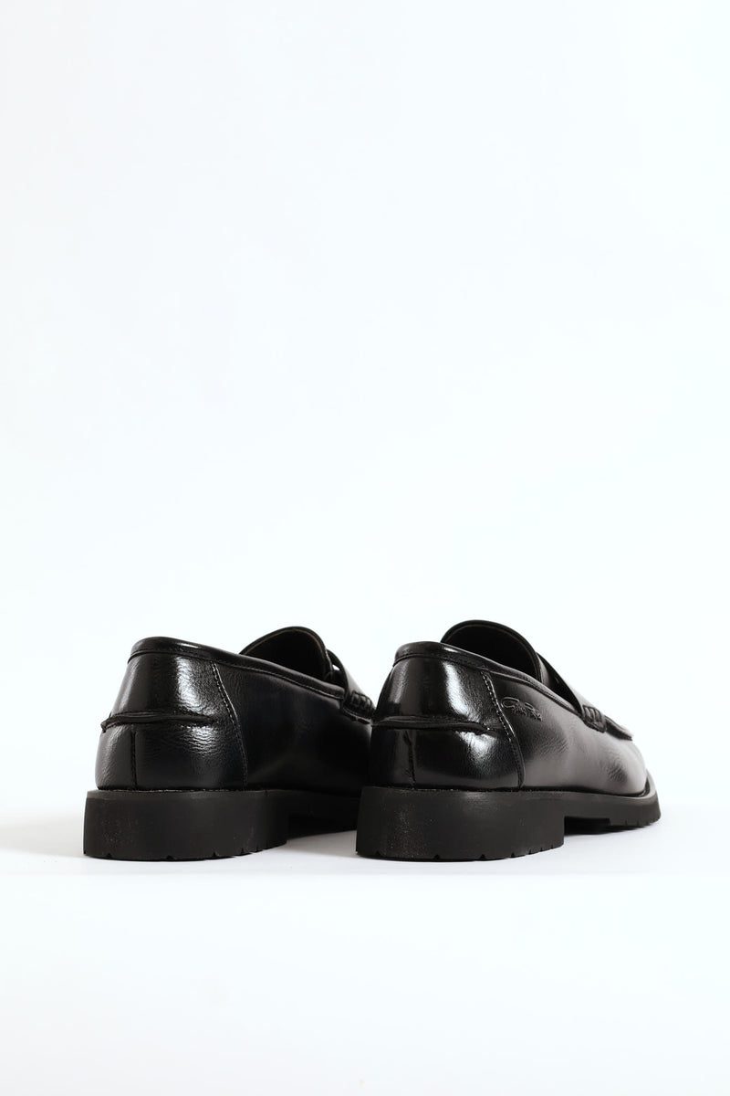 Chunky Sole Penny Moccasin Loafer - Black