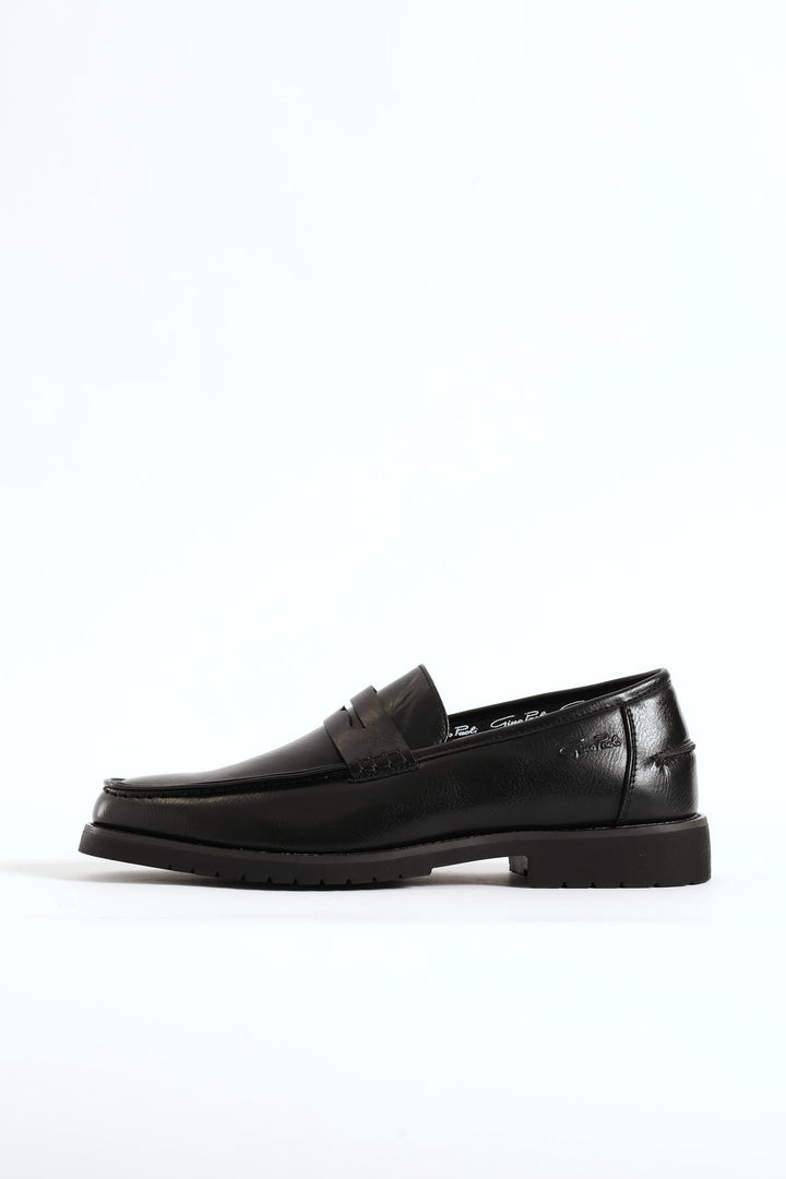 Chunky Sole Penny Moccasin Loafer - Black