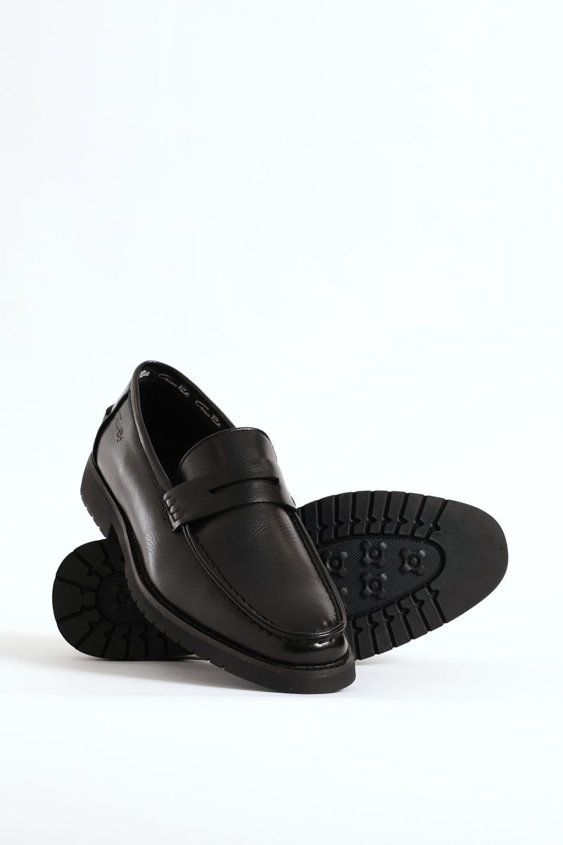 Chunky Sole Penny Moccasin Loafer - Black