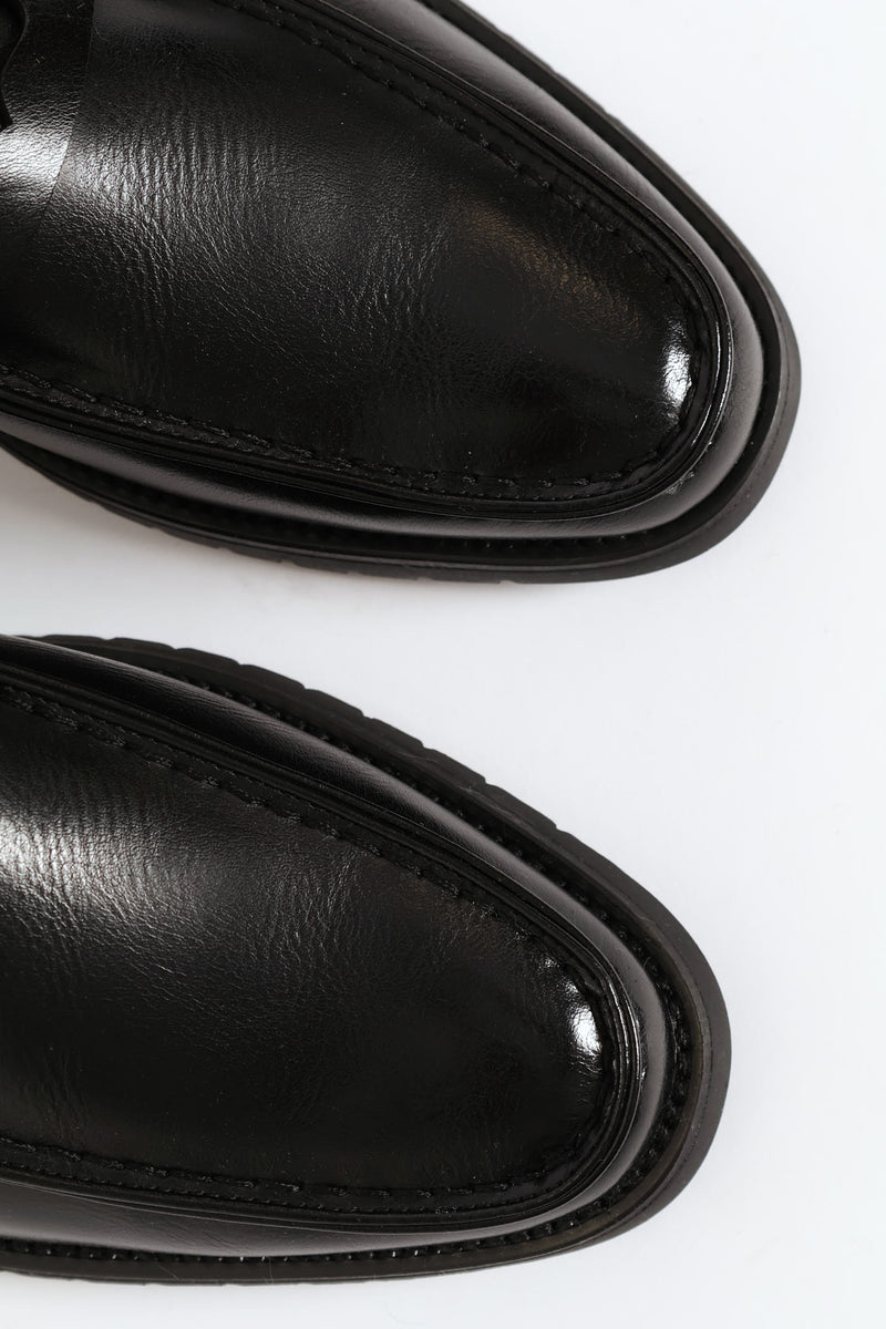 Chunky Sole Penny Moccasin Loafer - Black