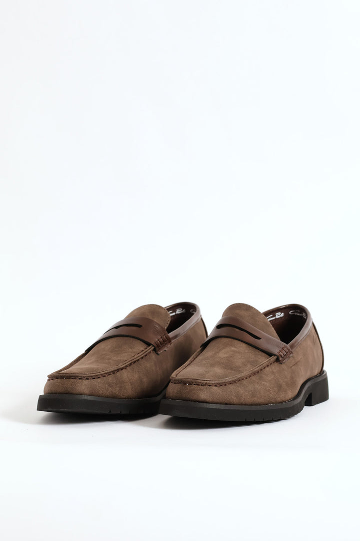 Chunky Sole Penny Moccasin Loafer - Brown
