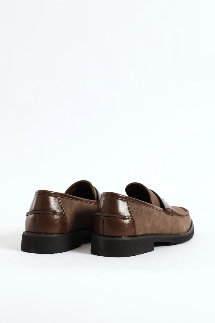 Chunky Sole Penny Moccasin Loafer - Brown