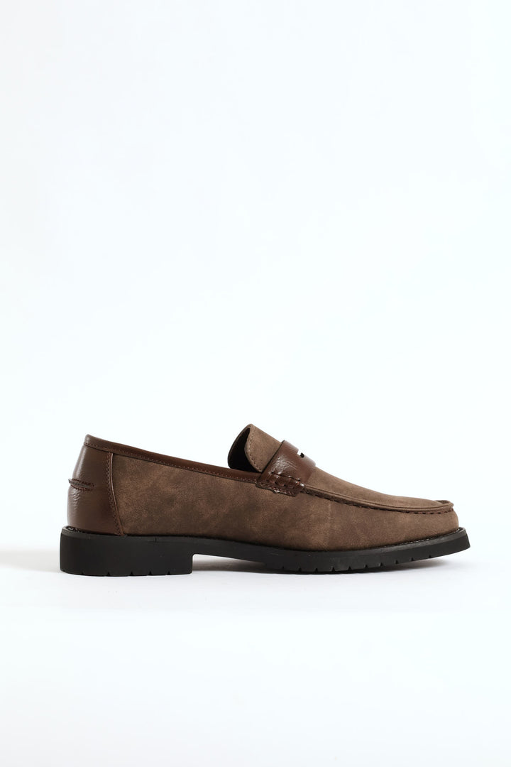 Chunky Sole Penny Moccasin Loafer - Brown