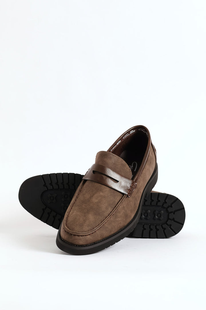 Chunky Sole Penny Moccasin Loafer - Brown