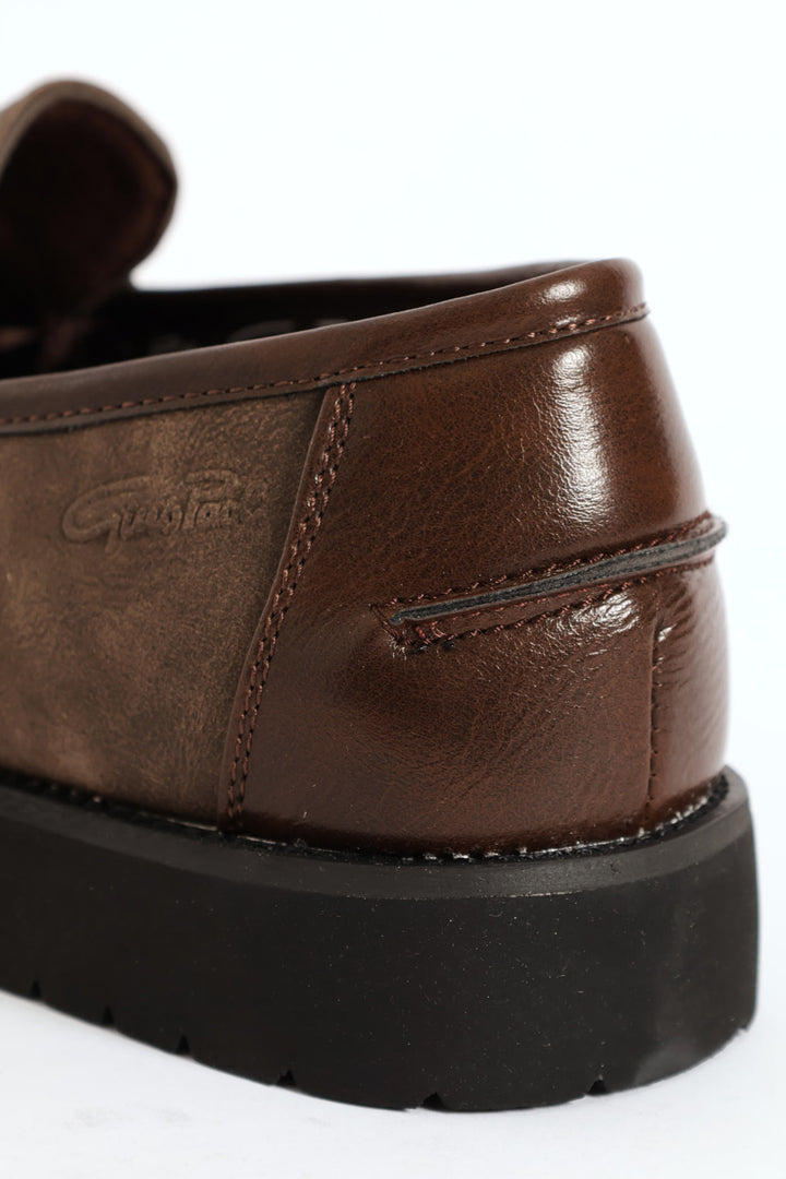 Chunky Sole Penny Moccasin Loafer - Brown