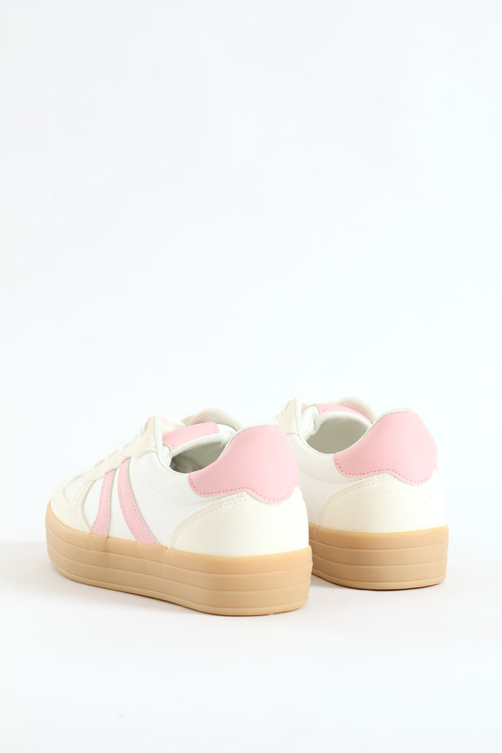 Girls Chunky Sneaker - White/Pink