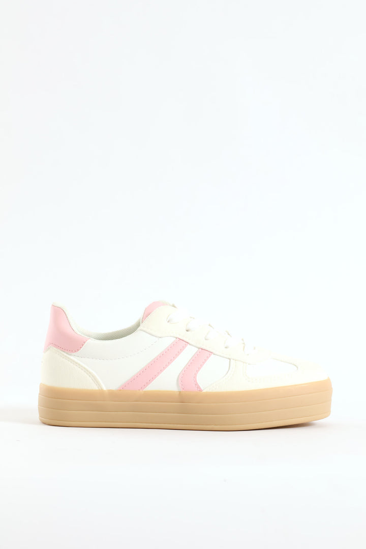 Girls Chunky Sneaker - White/Pink