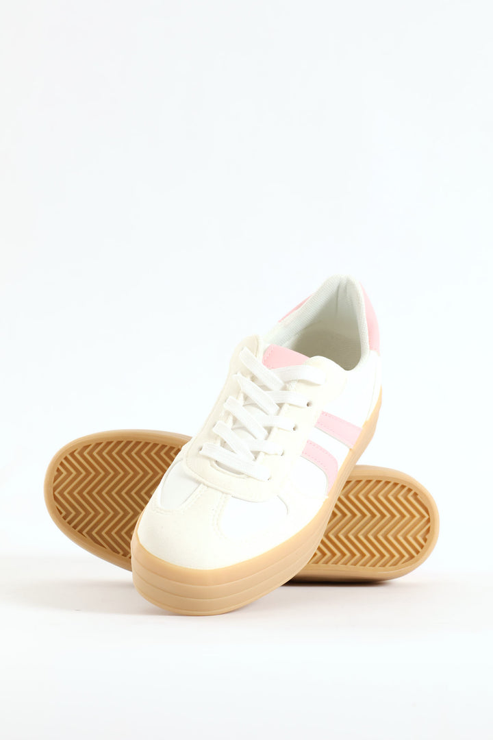 Girls Chunky Sneaker - White/Pink