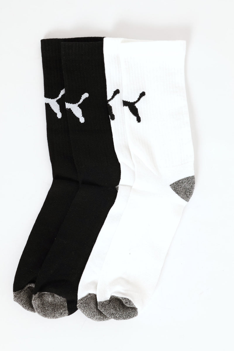 2 Pack Mid Calf Padel Sock - Black/White
