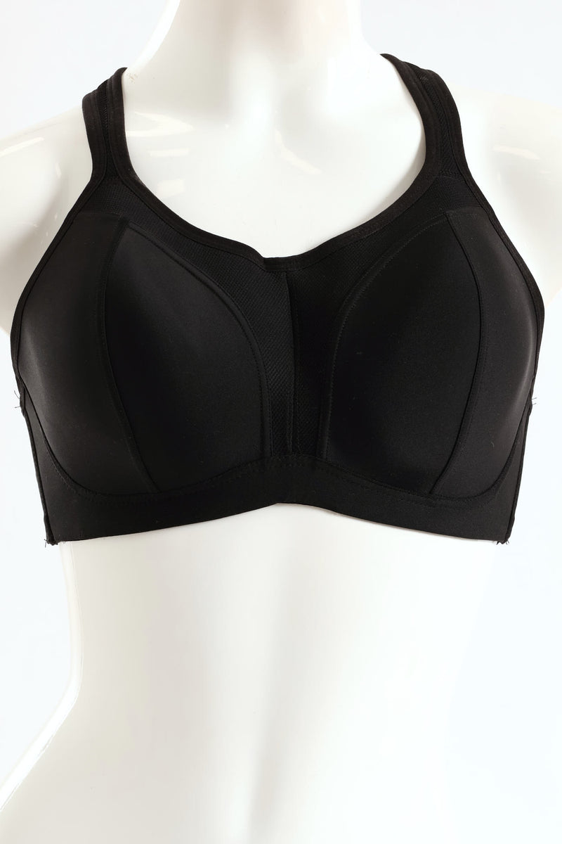 Microfibre Mesh Non-Wired Padded Sports Bra - Black