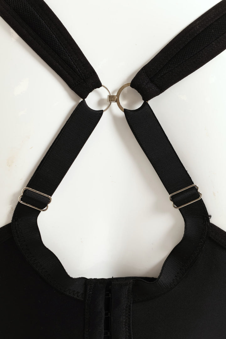 Microfibre Mesh Non-Wired Padded Sports Bra - Black