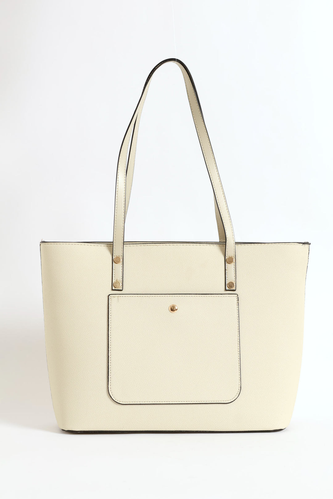 Front Pocket Gold Trim Shopper - Taupe