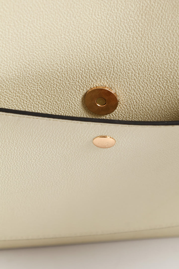 Front Pocket Gold Trim Shopper - Taupe