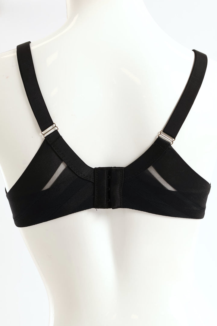 Stripe Molded Non-Wired A-Line Bra - Black