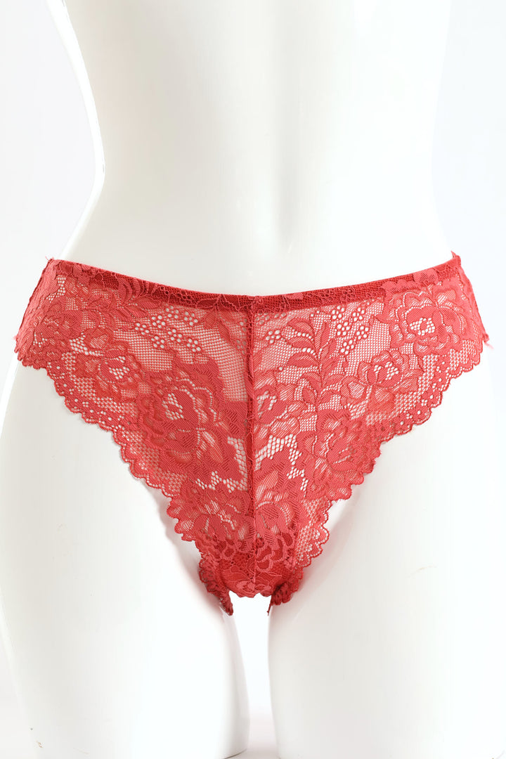3 Pack Lace Brazilian Panties - Blush/Plum/Rose