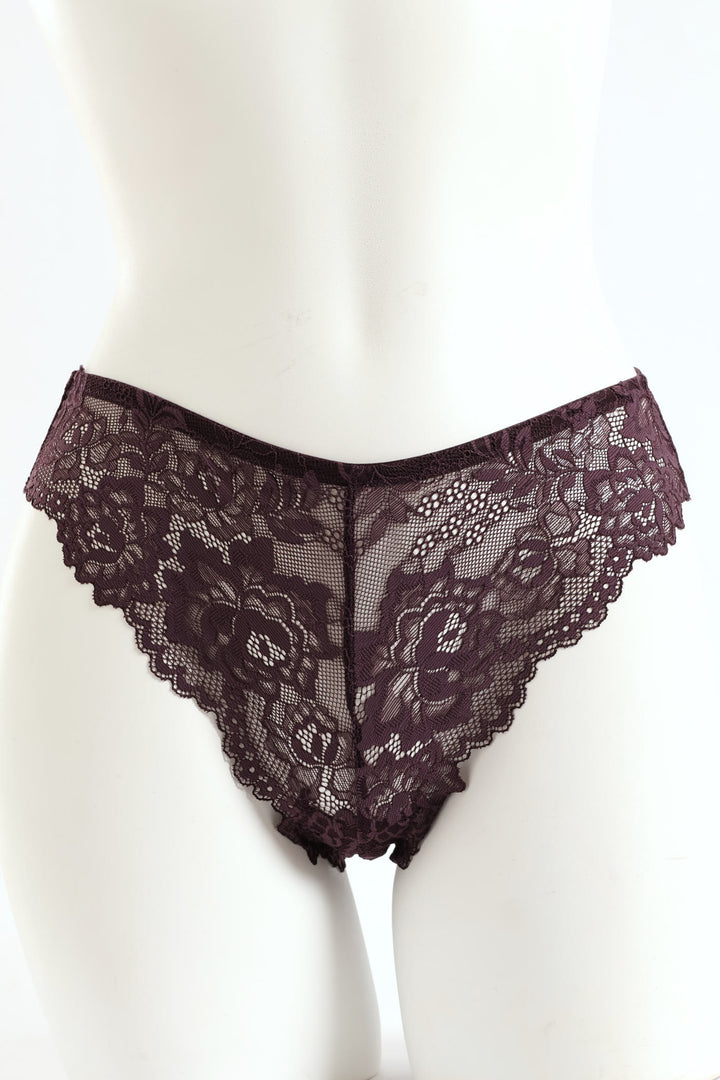 3 Pack Lace Brazilian Panties - Blush/Plum/Rose