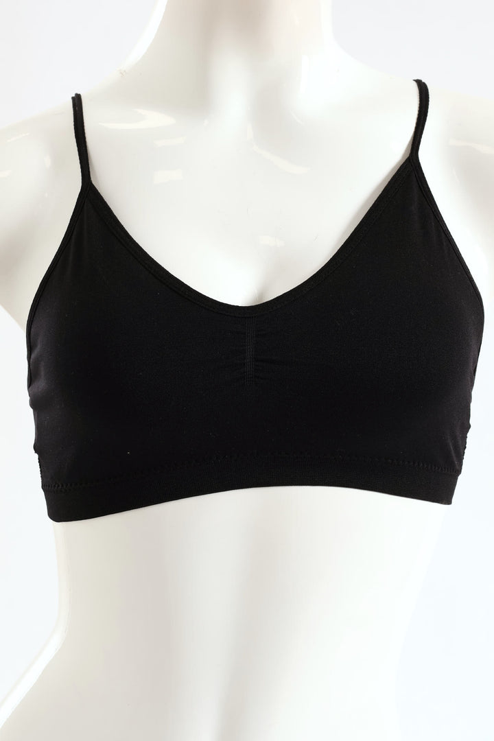 Girls 2 Pack Padded Bra - Black/Grey