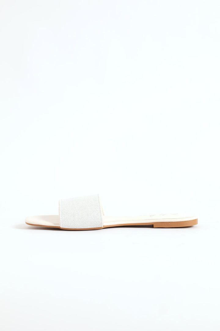 Diamante & Pearl Mule Sandal - Silver