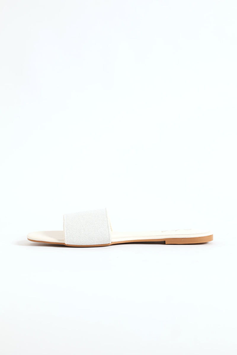 Diamante & Pearl Mule Sandal - Silver