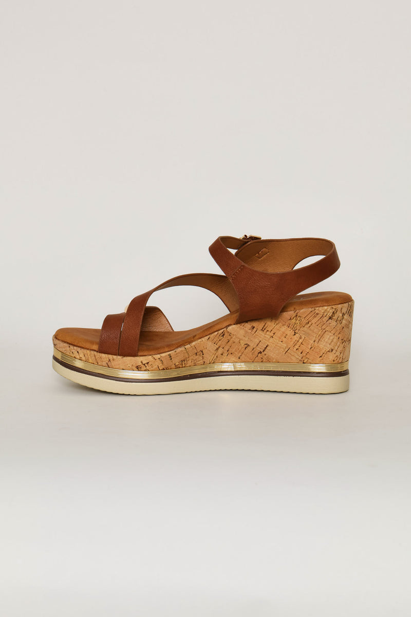 Be Gold Detail Wedge Heel - Tan