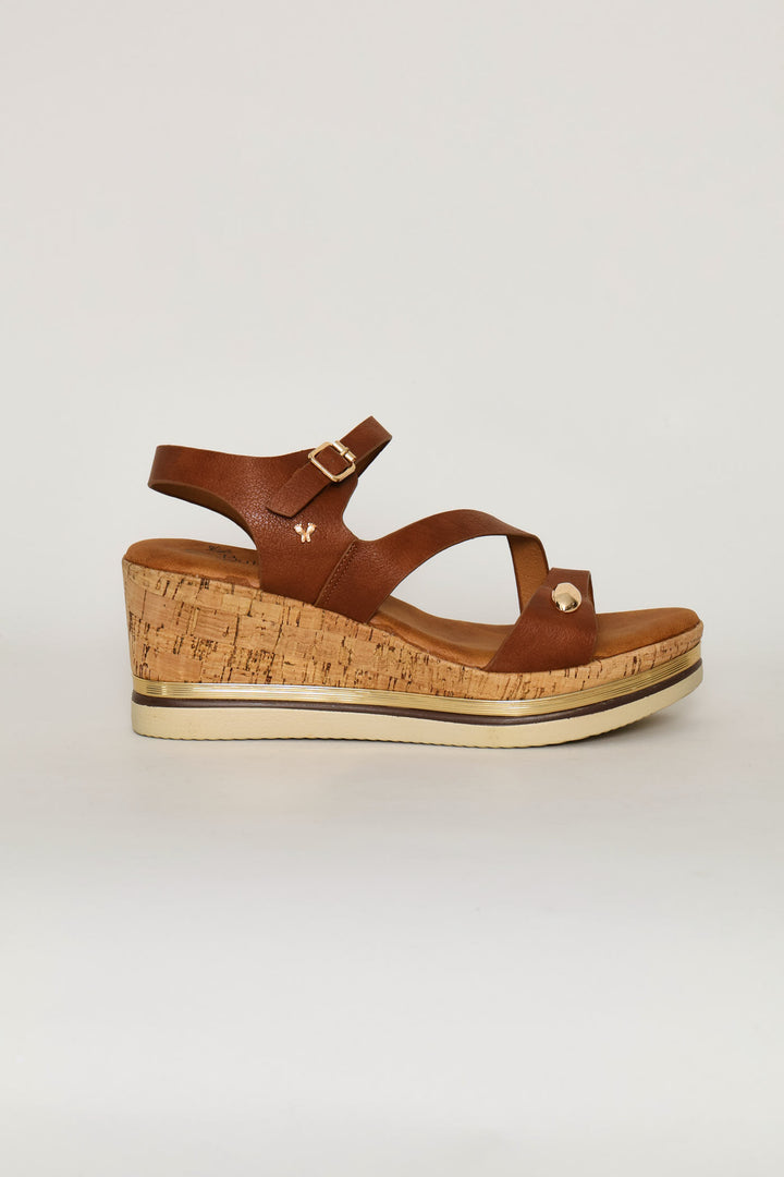 Be Gold Detail Wedge Heel - Tan