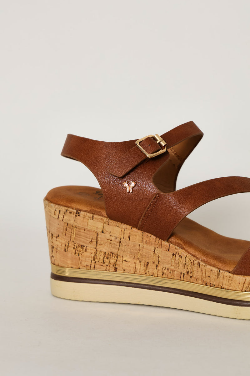 Be Gold Detail Wedge Heel - Tan