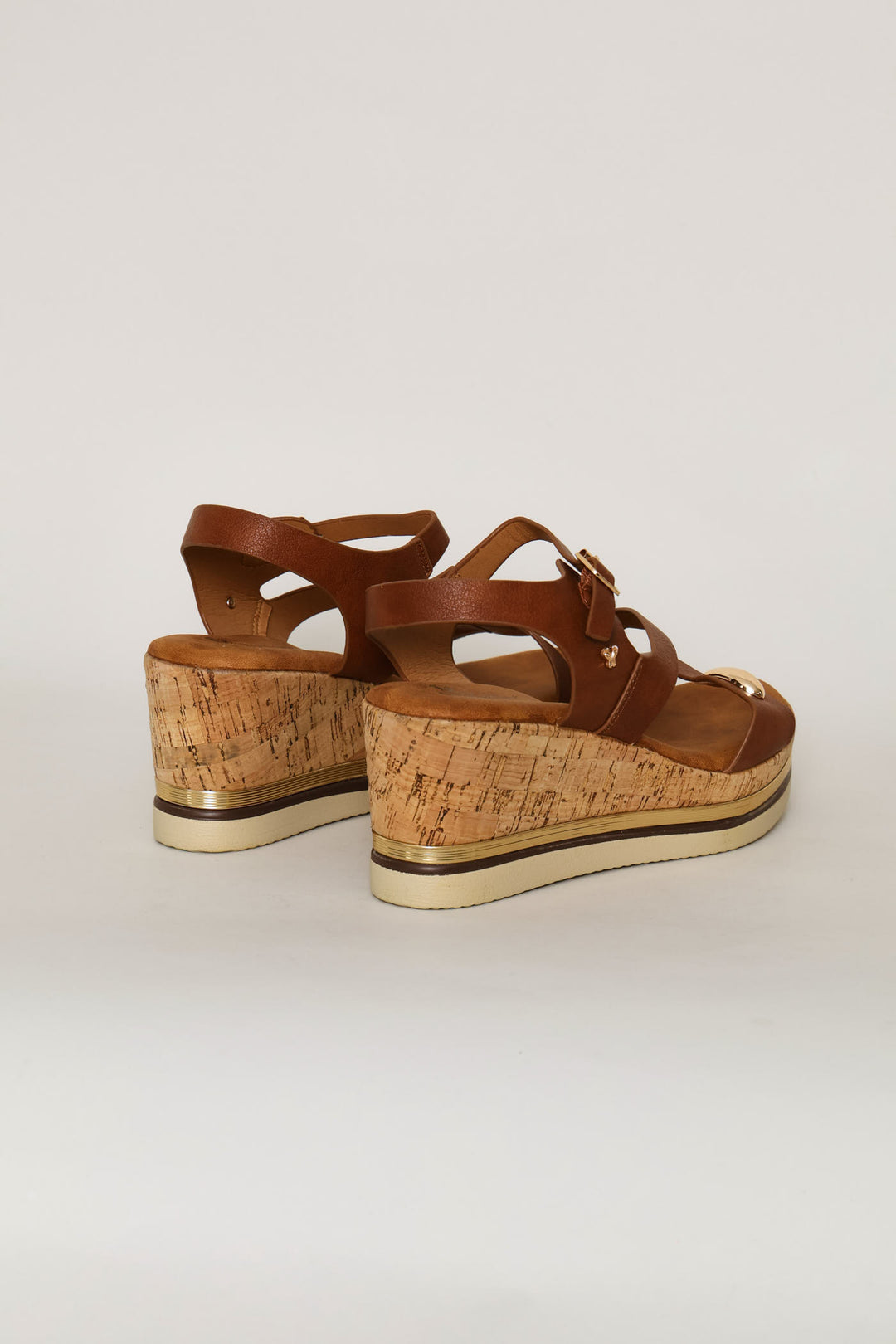 Be Gold Detail Wedge Heel - Tan