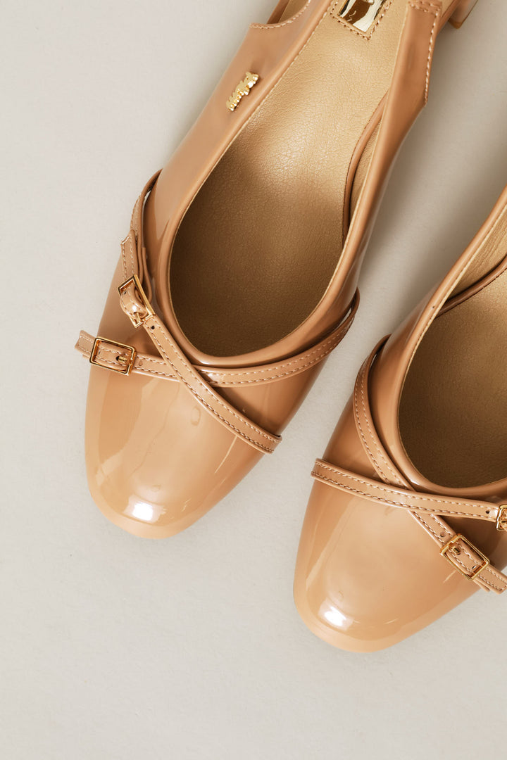 Slingback Block Heel - Nude