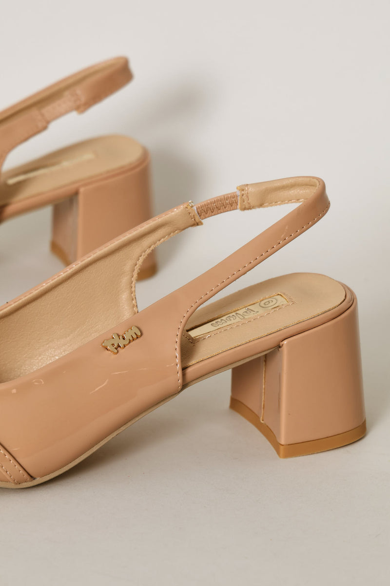 Slingback Block Heel - Nude