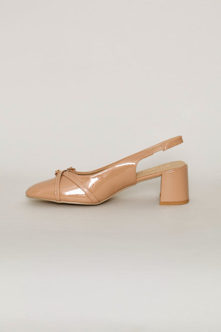 Slingback Block Heel - Nude